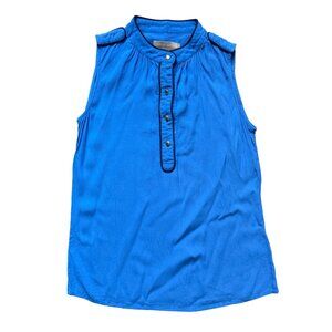 Banana Republic‎ Sleeveless Blouse Women's Petite 0 Career Gold Buttons Piping